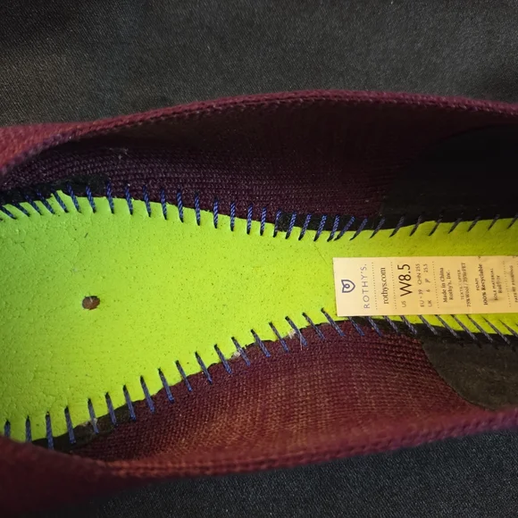 ROTHY'S The Merino Aubergine Purple Pointed Flat Shoes 8.5 - Picture 9 of 11